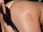 she humiliate her slave girl with oral sex and whipping 9/16