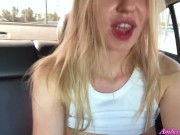 Hot Girl Fingering Pussy in the Back of a Car during a Date 13/16