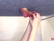 Mistress very hard scrotum stretching her slave EasyCBTGirl 10/16