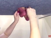 Mistress very hard scrotum stretching her slave EasyCBTGirl 13/16