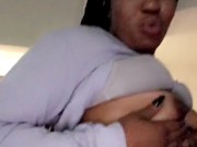 Tits worship lol he loves my boobs watch his tongue all over me  1/16