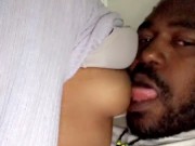 Tits worship lol he loves my boobs watch his tongue all over me  15/16