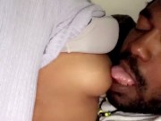 Tits worship lol he loves my boobs watch his tongue all over me  7/16