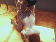 Boku No Hero Academia Hentai Yuri - Uraraka suck Momo Strapon & is fucked doggy style 8/16