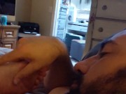 Bbw wifey gives husband handjob while he smells her feet 3/16