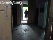 Stranger in an abandoned building by the road fucked with a big dildo to double squirt 2/16