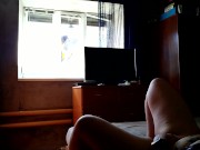 Milf fucks herself for window cleaner