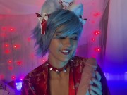 Cat Girl Egirl Fucks Herself with Dildo! (Cumshot, Riding) 6/16