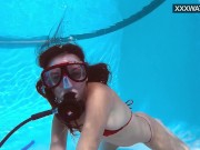 Lana Tanga in red lingerie masturbating underwater 10/16