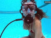 Lana Tanga in red lingerie masturbating underwater 12/16