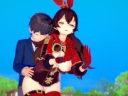 【エロゲーコイカツ！】原神 アンバー3DCG巨乳アニメ動画[Hentai Game Koikatsu! Genshin Amber (Anime 3DCG Video)] 12/16