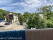 Public blowjob on the balcony ended with a fuck in a juicy pussy and cum on it 3/16