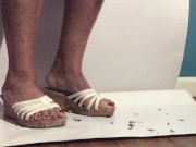 Sexy Milf With Pedicured Toes CRUSHES Tiny Shrunken Men with her FEET! 12/16