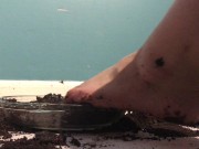 Sexy Girl with Lovely Feet TRAMPLES, SPLOSHES Her Cookies! 9/16