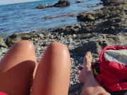 Best friend jerked of a guy on public beach HUGE cum 4/16