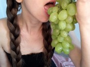 girl sucking on juicy grapes ASMR food fetish 10/16