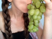 girl sucking on juicy grapes ASMR food fetish 6/16