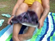 Girl With HOT Tan Lines and a Fat Ass Masturbates Outside 4/16