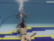 Nude swimming pool casting of Adeline Gauthier with a lesbian 11/16