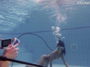 Nude swimming pool casting of Adeline Gauthier with a lesbian 13/16