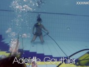 Nude swimming pool casting of Adeline Gauthier with a lesbian 2/16