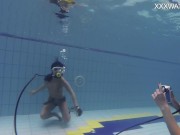 Nude swimming pool casting of Adeline Gauthier with a lesbian 5/16