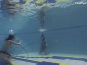 Nude swimming pool casting of Adeline Gauthier with a lesbian 8/16