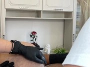 While learning how to depilate, a man powerfully cummed himself 7/16