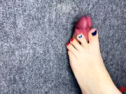 I took a close-up shot of glory hole - spanking my feet on the cock and balls of a slave EasyCBTGirl 14/16