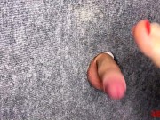 I took a close-up shot of glory hole - spanking my feet on the cock and balls of a slave EasyCBTGirl 8/16
