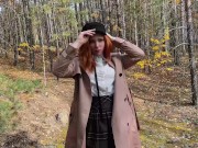 Redhead Student Sucked And Fucked To Keep Warm In The Woods 16/16