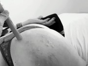 Kinktober Day 2: RED ASS KINK - My 30th bday celebration, 30 belt whippings and wax on her sore ass 12/16