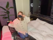 着衣のままのパイパンまんこに大量中出しSEX！女子大生のメイドさんがエロエロご奉仕♡身体中をぺろぺろHに舐めまくり！♡RYO&YUU♡素人カップル/歳の差/10代/スタイル抜群/美少女/着エロ/スマホ 1/16