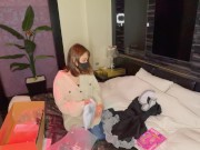 着衣のままのパイパンまんこに大量中出しSEX！女子大生のメイドさんがエロエロご奉仕♡身体中をぺろぺろHに舐めまくり！♡RYO&YUU♡素人カップル/歳の差/10代/スタイル抜群/美少女/着エロ/スマホ 3/16