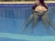 Busty teen showing boobs on public pool, we were caught fucking 15/16