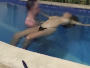 Busty teen showing boobs on public pool, we were caught fucking 6/16