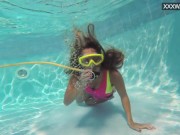 Swimming pool hot girlfriend strips and being horny 6/16