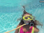 Swimming pool hot girlfriend strips and being horny 9/16