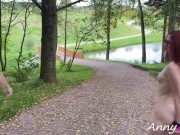 Naked Girl BDSM Walk Down the Street With Nipple Clamps and Handcuffs In The Park - Annygrace 11/16