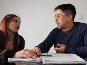 Perverted schoolgirl seducing her English teacher in parents house - LynnScream facial 1/16