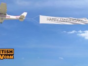 Birthday footsie suprise with blonde babe Lulu Love 1/16