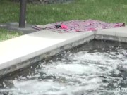 Big Tits April Olson Masturbates Poolside With Her Vibrator and Fucks Her Ass With Her Butt Plug 3/16