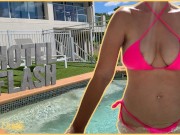 Wife flashes tits in Hotel Pool | Seen by Hotel GUESTS