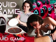 QUID GAME - Dalgona candy challenge or cut a dick out of a cookie, lost - deep blowjob