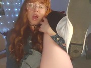 Squirting redhead makes a creamy mess