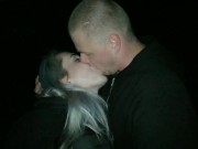 Night blowjob in public park, we were caught! 1/16