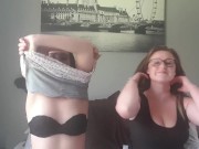 My small titted friend and I smoking a cigarette while playing with our boobs | nipple pulling 1/16