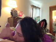 TWO HANDS AND LICKING CUM OFF BALLS BEFORE STEPMOM GETS HOME 12/16