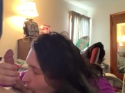 TWO HANDS AND LICKING CUM OFF BALLS BEFORE STEPMOM GETS HOME 13/16