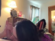 TWO HANDS AND LICKING CUM OFF BALLS BEFORE STEPMOM GETS HOME 14/16